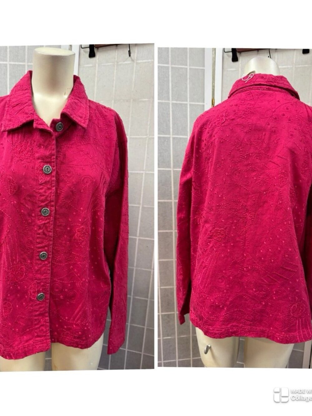Chico’s, Woman, Embroidered Jacket,Futzia,Size 3,Cotton,Buttons,Long Sleeve.!